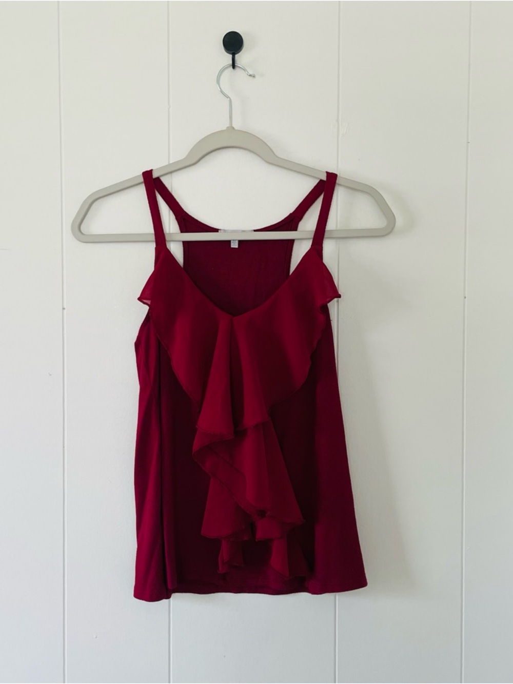 Charlotte Russe Burgundy Ruffle Cami Tank Top